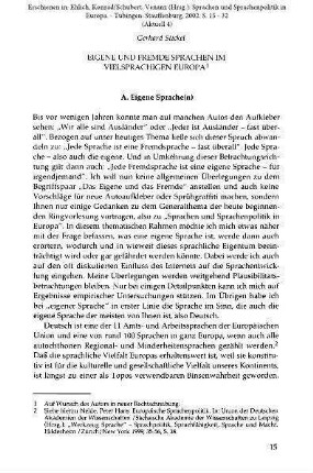 Eigene und fremde Sprachen im vielsprachigen Europa
