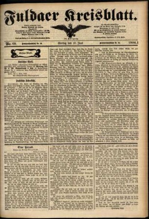 Erste Ausgabe vom Freitag, den 10. Juni 1904.