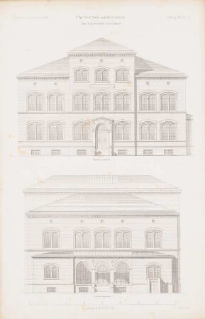 Universität Greifswald Chemisches Institut: Ansicht, Seitenansicht (aus: Atlas zur Zeitschrift für Bauwesen, hrsg. v. G. Erbkam, Jg. 14, 1864)