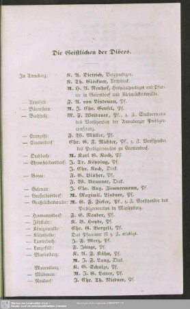 Die Geistlichen der Diöces