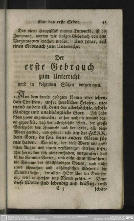 Der erste Gebrauch zum Unterricht wird in folgenden Sätzen vorgetragen