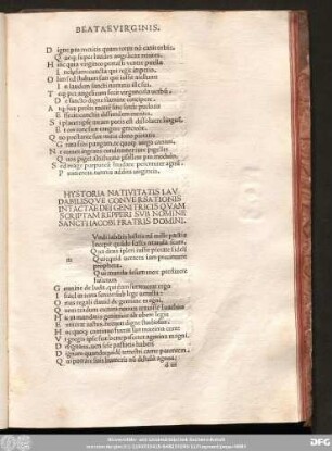 Hystoria Nativitatis Laudabilisque Conversationis Intactae Dei Genitricis Quam Scriptam Repperi Sub Nomine Sancti Iacobi Fratris Domini.
