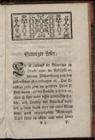 Geneigte Leser, ...