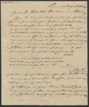 Brief an B. Schott's Söhne : 15.08.1834