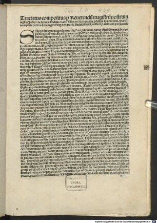 Tractatus compositus p[er] Reuerendu[m] magistru[m] nostrum m[a]g[ist]r[u]m Joh[ann]em de fabrica Ordinis fratru[m] Minoru[m] sacre pagine p[ro]fessore[m] famosissimu[m] ... sup[er] declaratio[n]e Jndulge[n]tiaru[m] c[on]cessaru[m] p[ro] a[n]i[m]abus in purgatorio