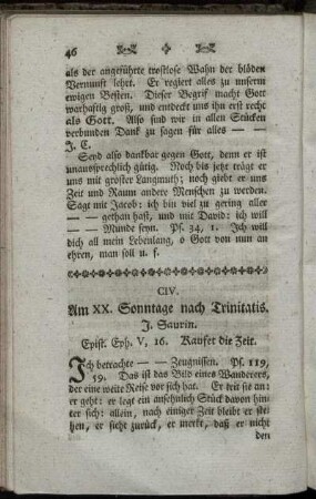 CIV. Am XX. Sonntage nach Trinitatis. Epist Eph.V, 16.