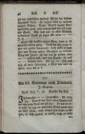CIV. Am XX. Sonntage nach Trinitatis. Epist Eph.V, 16.