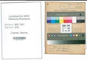 Entnazifizierung Werner Cremer , geb. 24.03.1913 (Volkswirt)