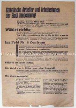 Propagandaflugblatt zu den Kommunalwahlen in Oberschlesien am 12. März 1933