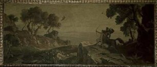 Achilles wird von Chiron im Bogenschießen gelehrt