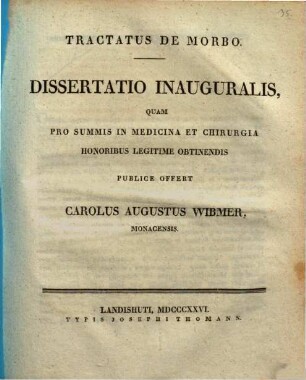 Tractatus de morbo : dissertatio inauguralis