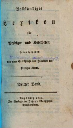 Vollständiges Lexikon für Prediger und Katecheten, 3