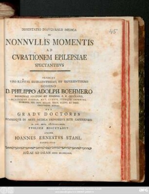 Dissertatio Inavgvralis Medica De Nonnvllis Momentis Ad Cvrationem Epilepsiae Spectantibvs