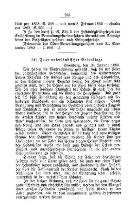 Feier vaterländischer Gedenktage : [E. Oeffentliches Volksschulwesen]
