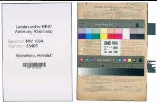 Entnazifizierung Heinrich Kleinelsen , geb. 14.02.1899 (Ingenieur)