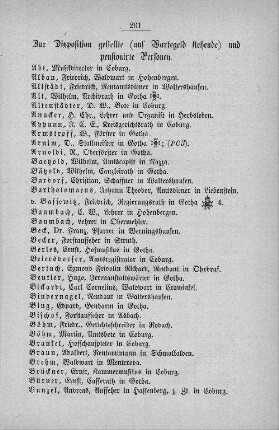 Zur Disposition gestellte (auf Wartegeld stehende) und pensionirte Personen