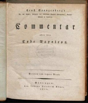Bd. 3: Commentar über den Code Napoleon. Bd. 3