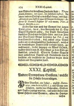 XXXI. Capitul. Andere Exempel von Geistern / welche die Häuser beunruhigen.