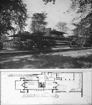 Chicago, Robie House, mit Grundriss; Wright, Frank Lloyd