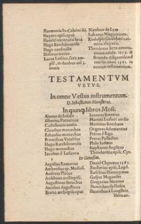 Testamentum Vetus.