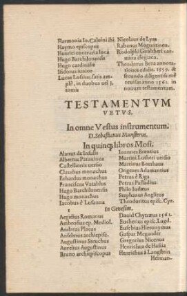 Testamentum Vetus.