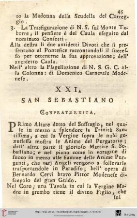 Num. XXI.: San Sebastiano