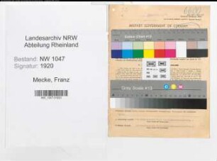 Entnazifizierung Franz Mecke , geb. 21.10.1891 (Polizeibeamter)