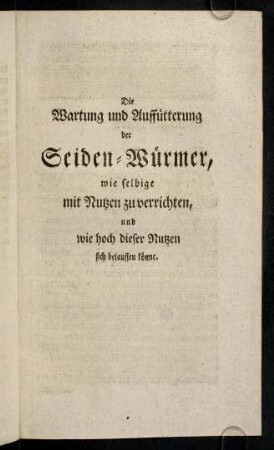 27-68, Die Wartung und Auffuetterung der ...