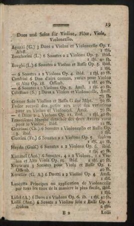 Duos und Solos für Violine, Flöte, Viola, Violoncello