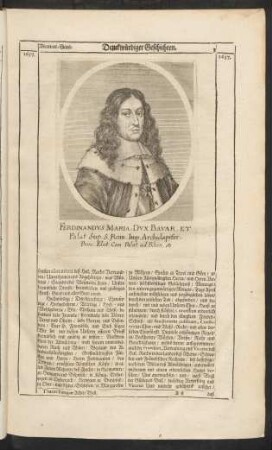 Ferdinandus Maria, Dux Bavar. ...