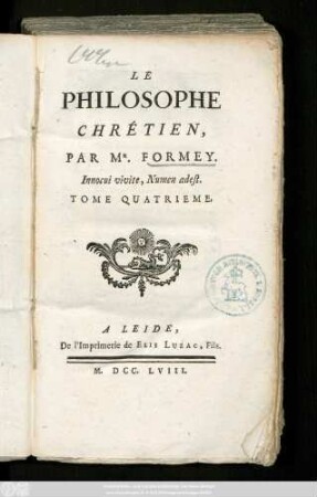 T. 4: Le Philosophe Chrétien