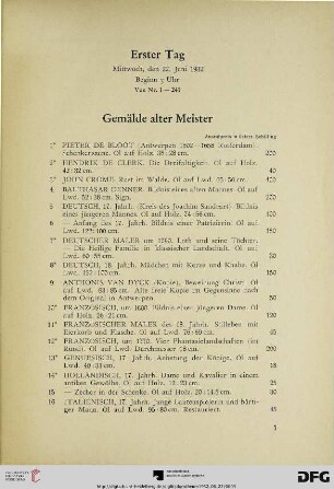 Gemälde alter Meister (Nr. 1-29)