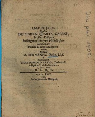 Quaestio De Figura Quarta Galeni