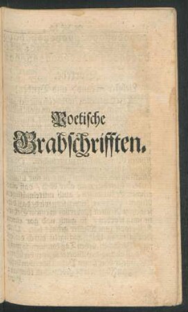 Poetische Grabschrifften.