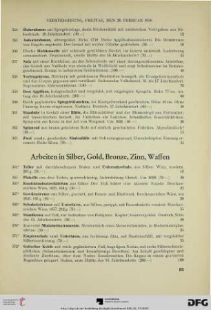 Arbeiten in Silber, Gold, Bronze, Zinn, Waffen (Nr. 364-434)