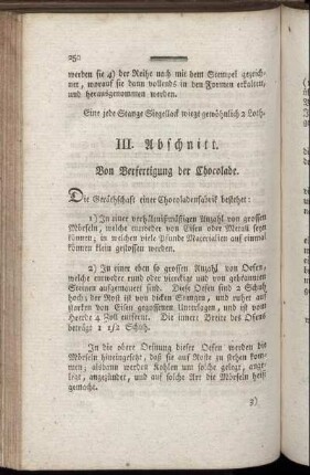 III. Abschnitt. Von Verfertigung der Chocolade.