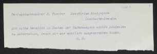 Brief von Gerhart Hauptmann an Samuel Fischer
