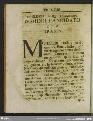 Nobilissimo Atque Clarissimo Domino Candidato