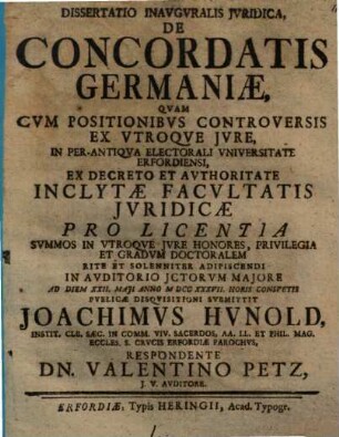 Diss. inaug. iur. de concordatis Germaniae