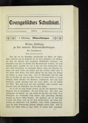 Unsere Stellung zu den neueren Reformbestrebungen : ein Neujahrswort