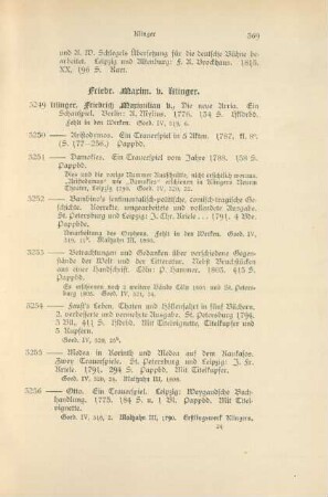 Friedr. Maxim. v. Klinger (Nr. 3249 - 3268)