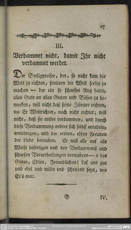 III. Verdammet nicht, damit Ihr nicht verdammet werdet