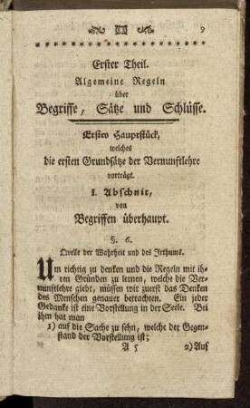 I. Abschnit, von Begriffen überhaupt.