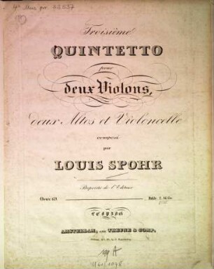 Troisième quintetto : pour 2 violons, 2 altos et violoncelle ; oeuv. 69