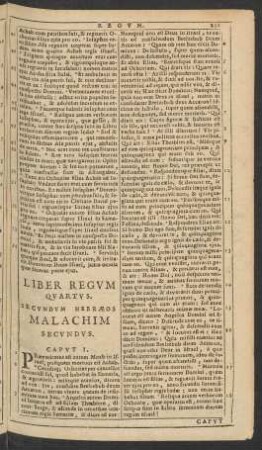 Liber Regvm Qvartvs. Secvndvm Hebraeos Malachim Secvndvs.