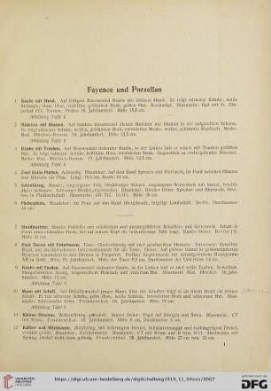 Fayence und Porzellan (Nr. 1-54)