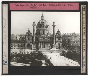 Wien, Karlskirche : Außenansicht, Gesamtansicht von W