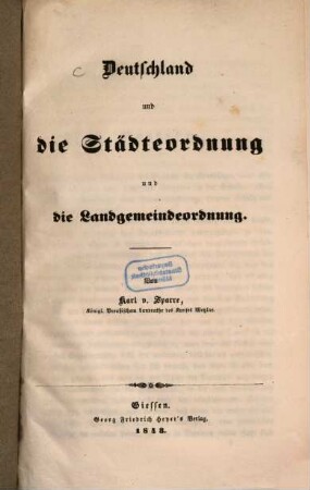 Deutschland und die Städteordnung und die Landgemeindeordnung