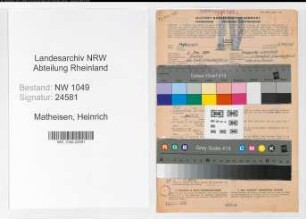 Entnazifizierung Heinrich Matheisen , geb. 02.12.1890 (Lehrer)