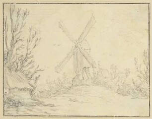 Landschaft mit Windmühle im Vordergrund